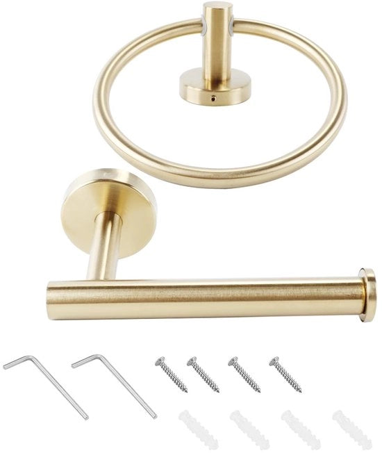 Set da bagno in acciaio inox a 2 pezzi in oro