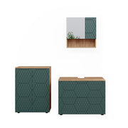 Vicco Set mobili bagno Quercia verde/oro 3 parti, con base 80 cm