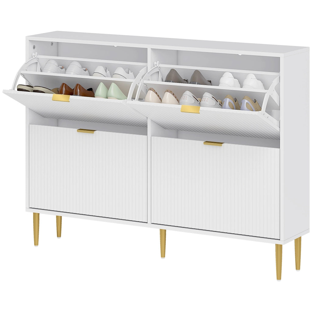 Scarpiera Slim Salvaspazio ¨C Xylo ¨C 4 Cassetti Ribalta, 20 Paia, Bianco, 105x24x91.5 cm