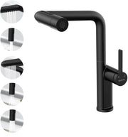 Cranio cottura con spruzzatore estendibile, cranio cottura a 5 posizioni di scarico, maniglia rotativa 360°, maniglia unica, nero matte