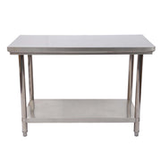 Tavolo da lavoro in acciaio inox 100 x 60 x 85 cm con ripiano inferiore e piedi regolabili