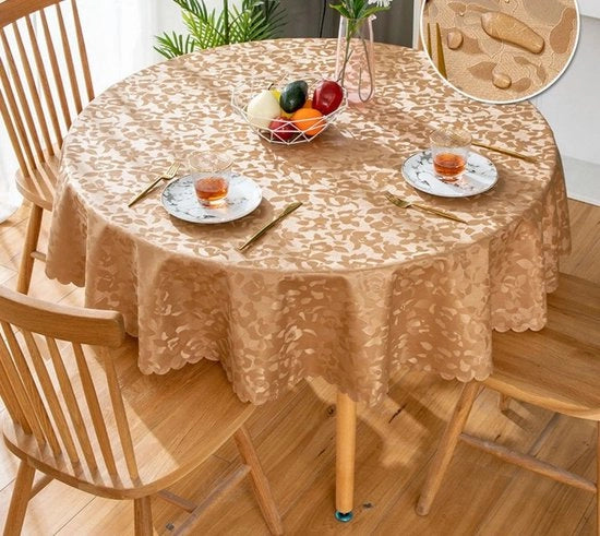 Tavolo rondo coperto con PVC sintetico antiscivolo senza primer non adesivo, adatto per ristoranti e uso domestico - fiori di hibisco - 160*160