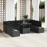 Set Divano da Giardino con cuscino 10 pcs Nero polyrattan 3349249