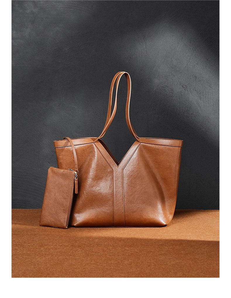 Borsa a tracolla da donna in vera pelle marrone