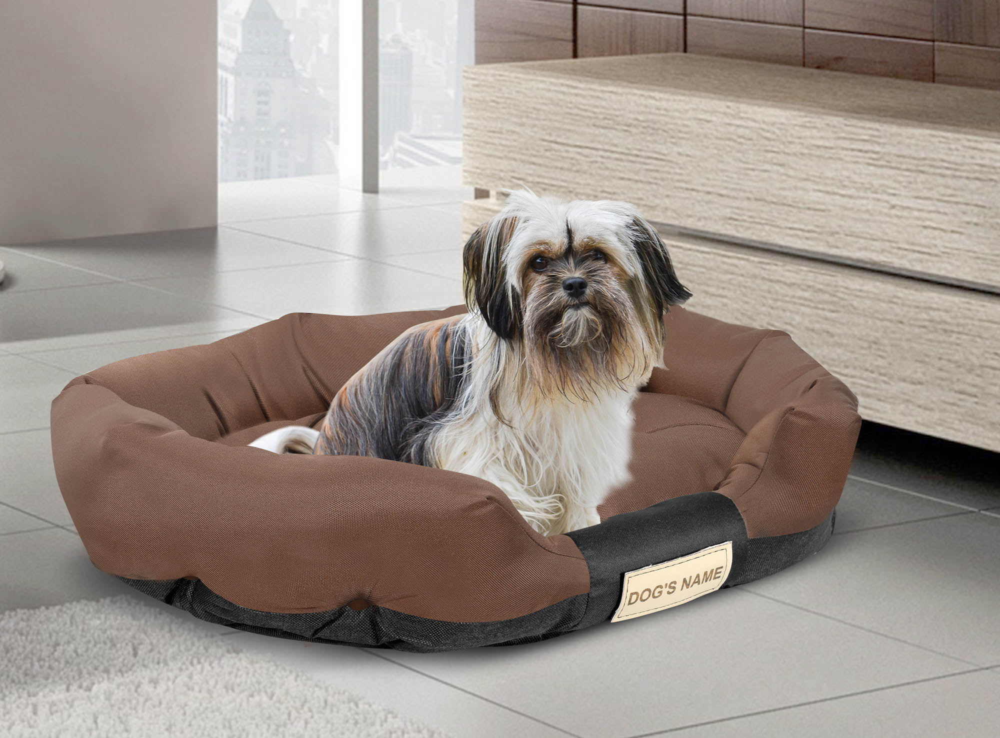 AIO FACTORY XXL Letto per cani 130x105 cm Personalizzabile Impermeabile Marrone