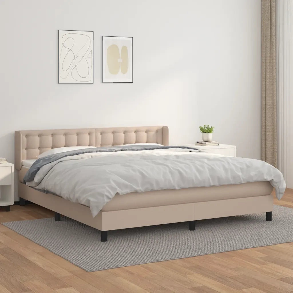 Giroletto a Molle con Materasso Cappuccino 180x200cm Similpelle