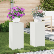 Set di 2 Supporti per Piante da Esterno in bianco, 24x24x55 cm, Acciaio