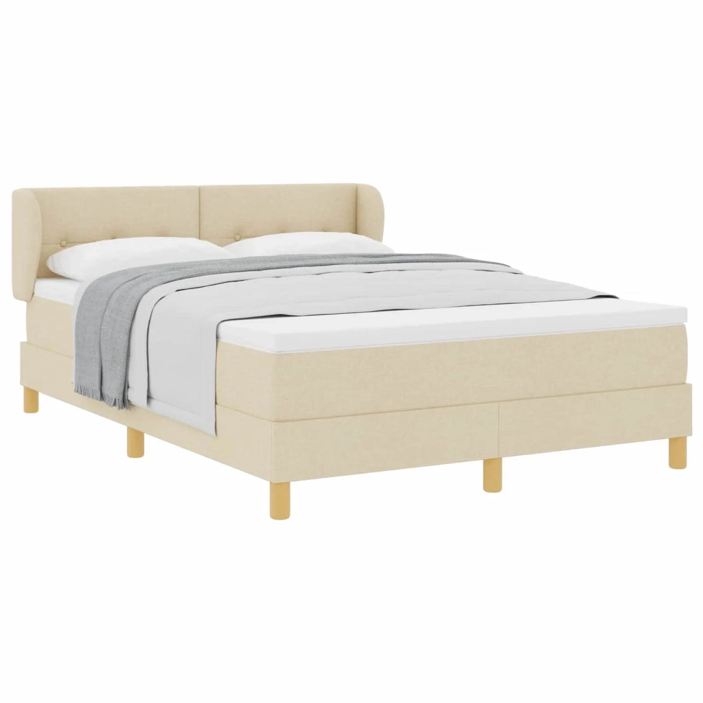 Letto a molle con materasso Crema 140 x 190 cm Tessuto 3340211