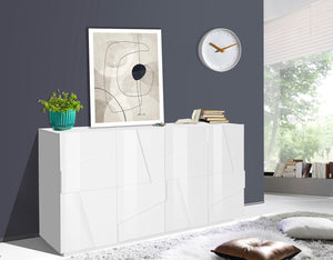 Credenza 4 Ante Battenti 162,4x44,2x86 cm Ping Bianco Lucido