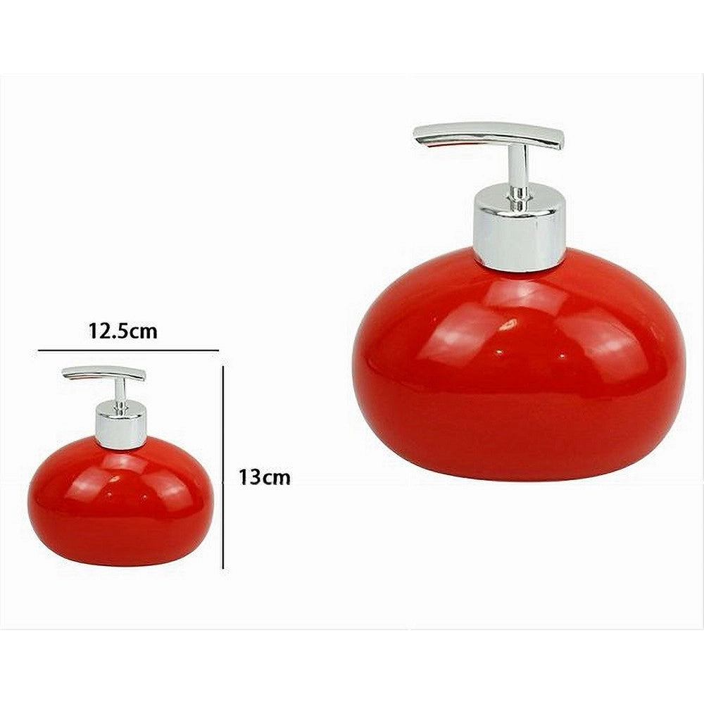 Trade Shop - Dispenser Per Sapone Liquido Ceramica Rosso Dosatore Moderno Arredo Bagno 79260 -