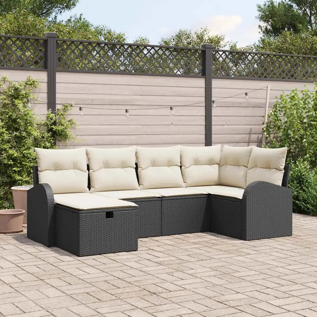Set di divani con cuscino Nero e Crema polyrattan 3359076