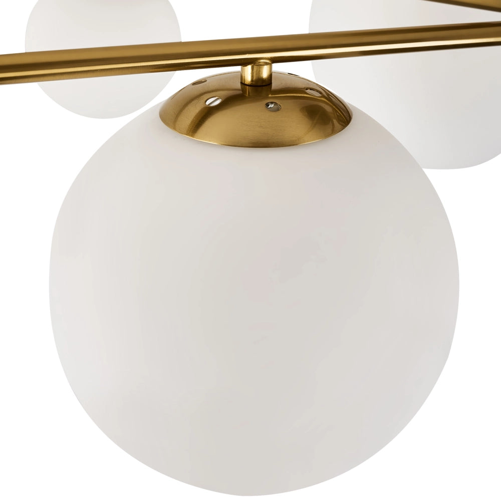 Lampada da soffitto in metallo con 6 paralumi in vetro oro stile glamour