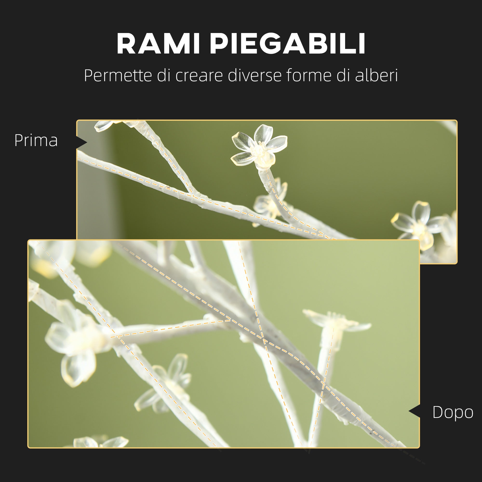 Albero di Natale 180 cm con 180 Luci LED 3 Livelli di Luminosità per Interni ed Esterni Bianco