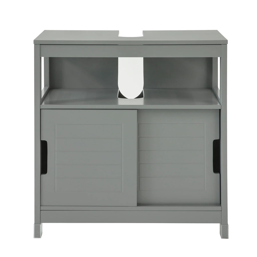 Mobile Sottolavabo Per Bagno con Poggiapiedi Sottolavabo Bagno Mobile Bagno Sottolavabo Grigio Scuro FRG128-SG