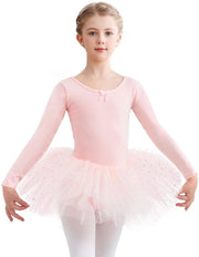 Abbigliamento da balletto con maniche lunghe - Gonna da balletto/Tuta - Borsa da balletto - Cotone - Rosa - Adatto per 2-9 anni (90-140 cm)