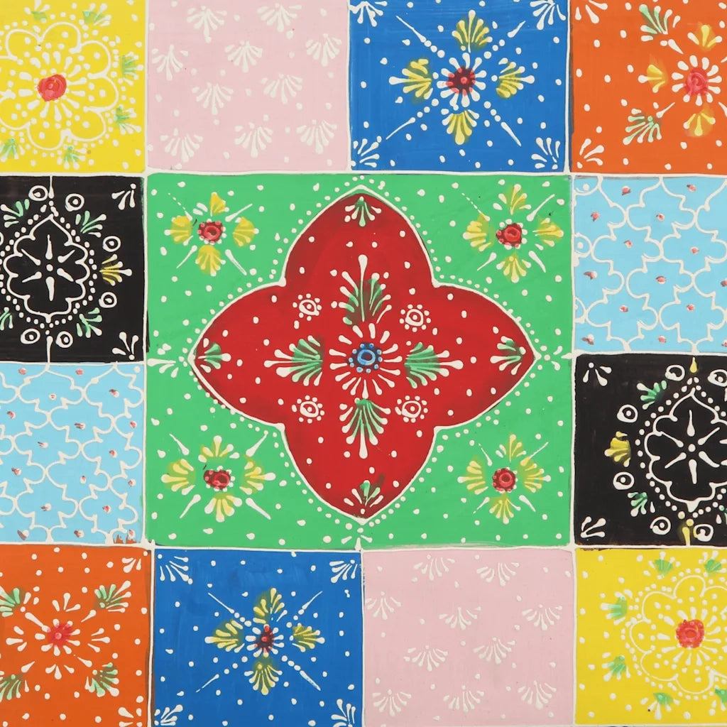 Comodino Multicolore 40x35x45 cm in Legno Massello Mango 4017562