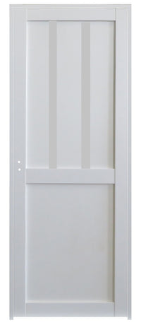 Blocco Porta Officina 2 Pannelli Bianco H204 x L73 Pannello Nervature Spingendo Dx + Maniglia