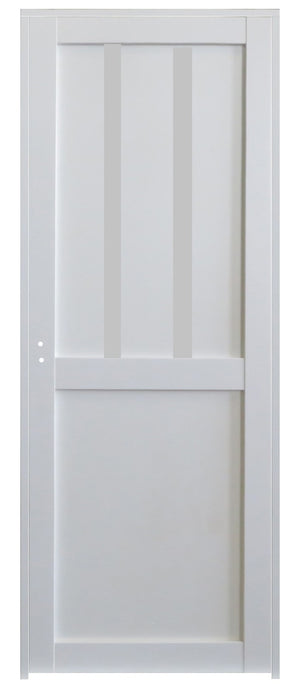 Blocco Porta Officina 2 Pannelli Bianco H204 x L73 Pannello Nervature Spingendo Dx + Maniglia