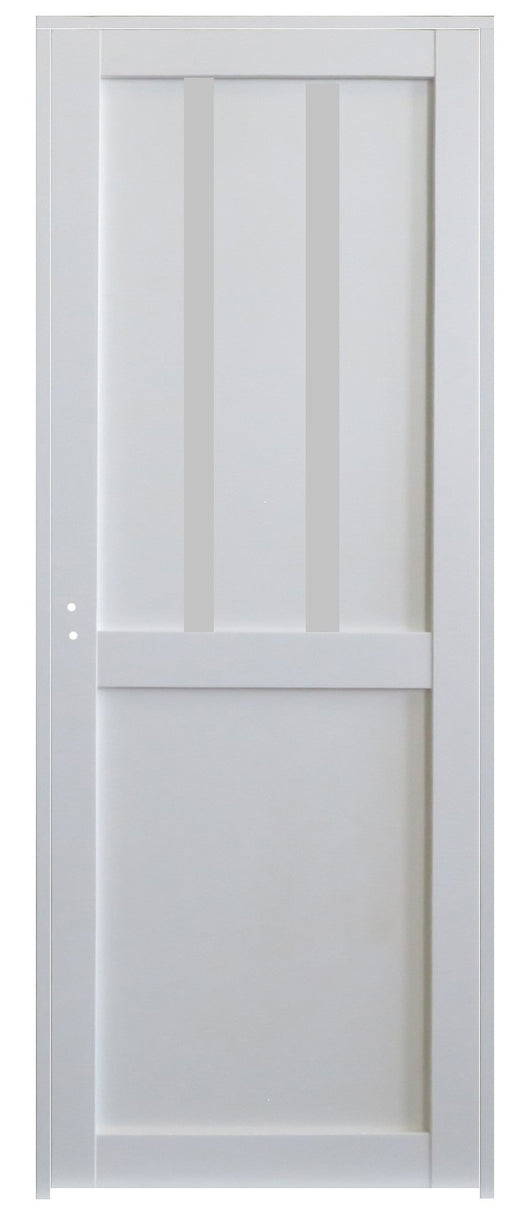 Blocco Porta Officina 2 Pannelli Bianco H204 x L73 Pannello Nervature Spingendo Dx + Maniglia