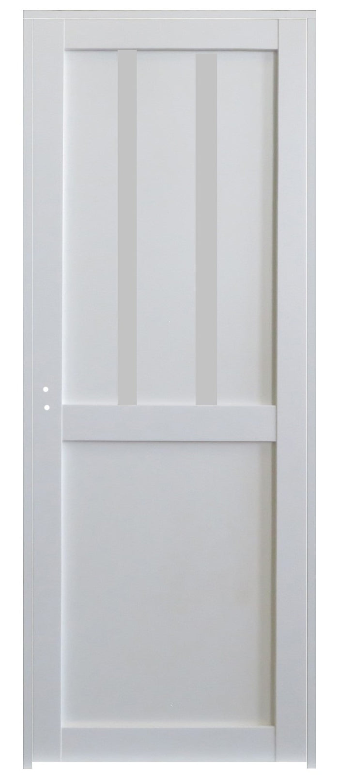 Blocco Porta Officina 2 Pannelli Bianco H204 x L73 Pannello Nervature Spingendo Dx + Maniglia