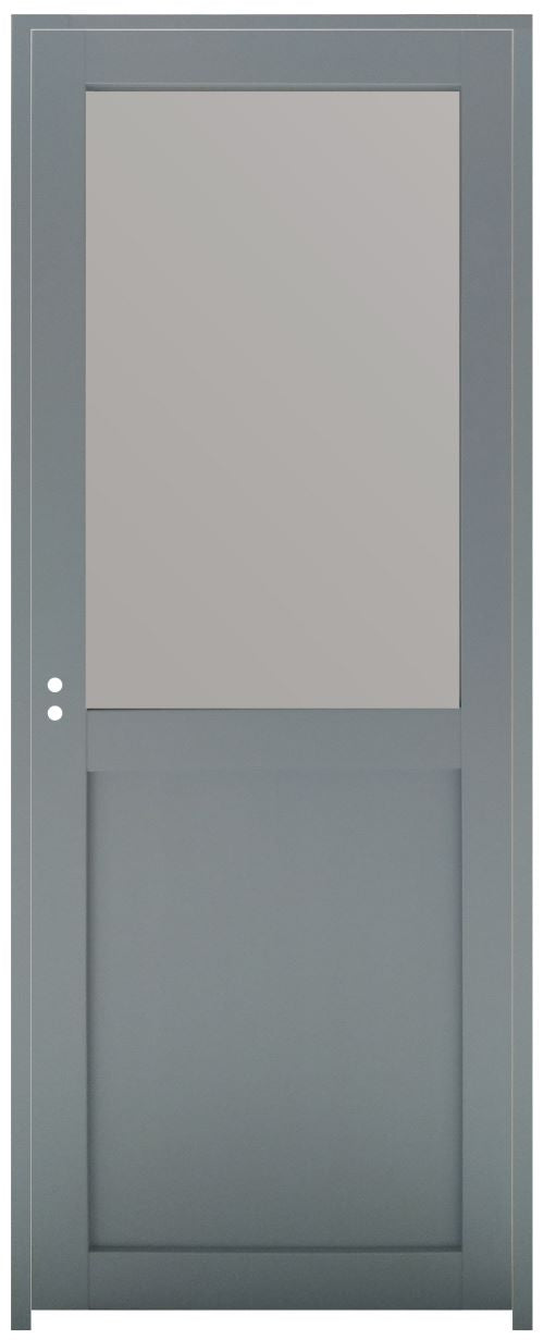 Blocco Porta Vetro Athena RAL7035 H204 x L83 Pannello Laterale a Spinta Destro + Maniglia