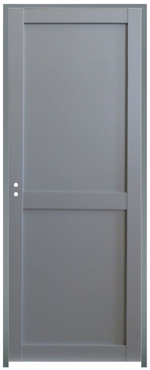 Blocco Porta Athena RAL7035 2 ante H204 x L83 Pannello Nervatura Spingendo Dx + Maniglia