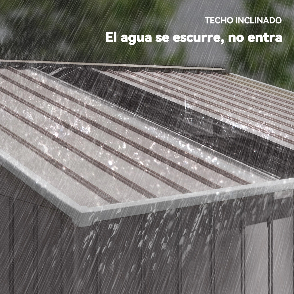 Casetta da Giardino 4,9m2 con Porte Scorrevoli e Finestre ¨C Xylo ¨C 277x195x192cm Grigio Chiaro