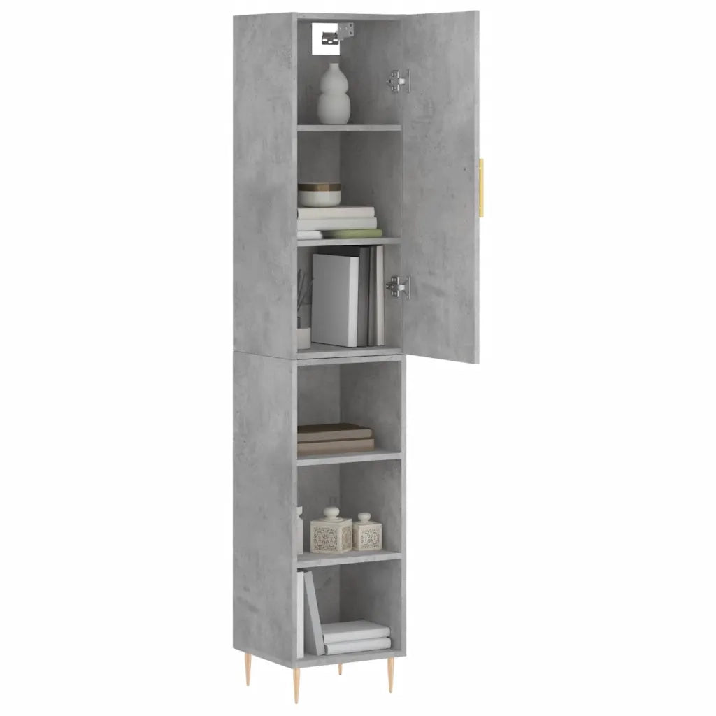 Credenza-Buffet-Armadio da cucina Grigio Cemento 34,5x34x180 cm in Legno Multistrato 876471