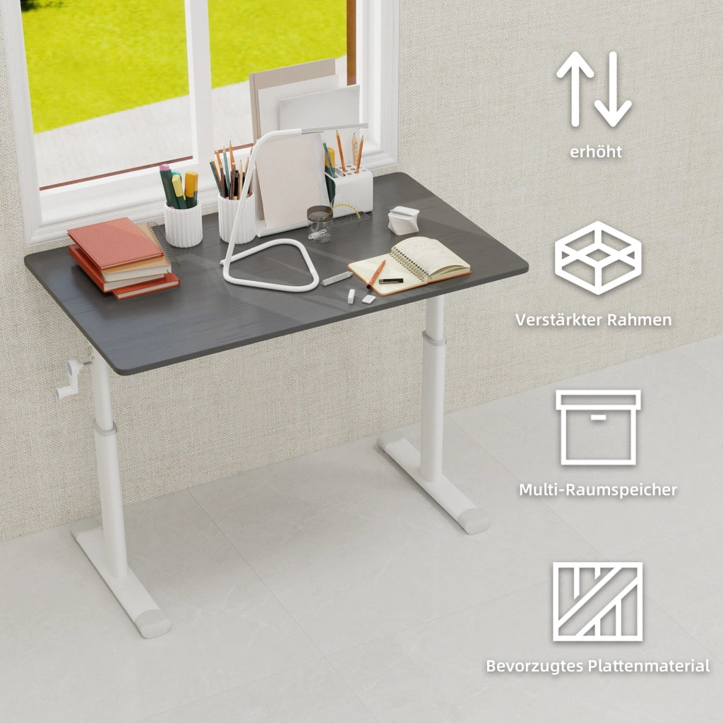 SCRIVANIA Regolabile in altezza 108x66 cm Grigio Metallo e Legno