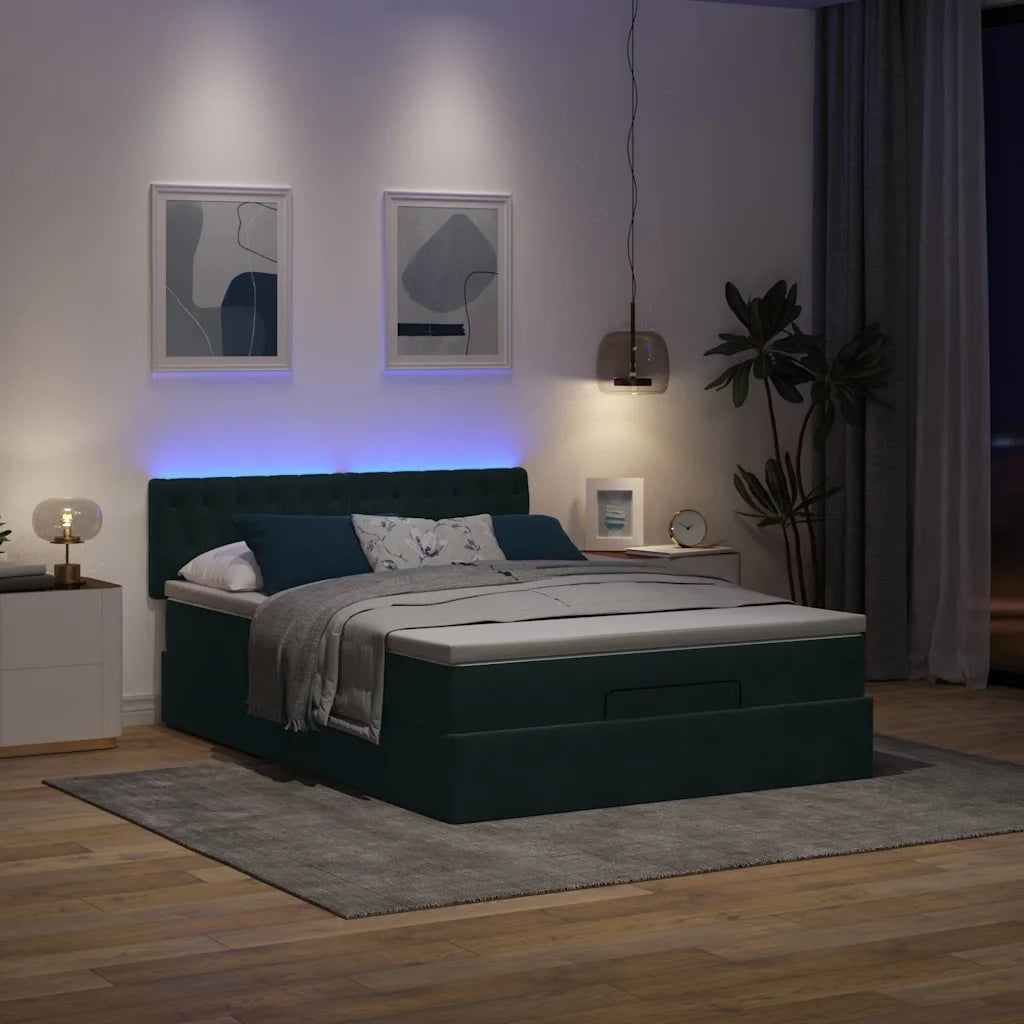 Struttura Letto Pouf con Materasso 140x200 cm in Velluto 3312701