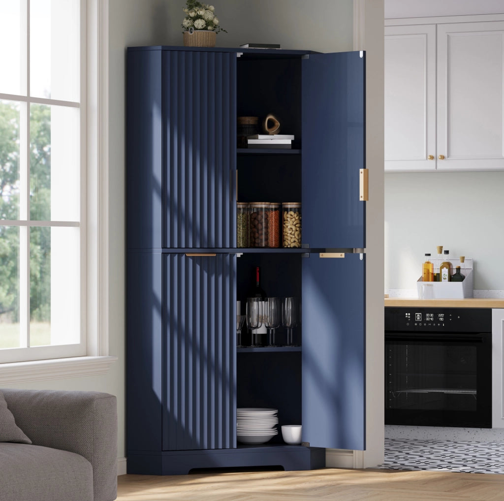 Armadio angolare salvaspazio 60 x 60 x 172 cm in MDF blu con ripiani regolabili