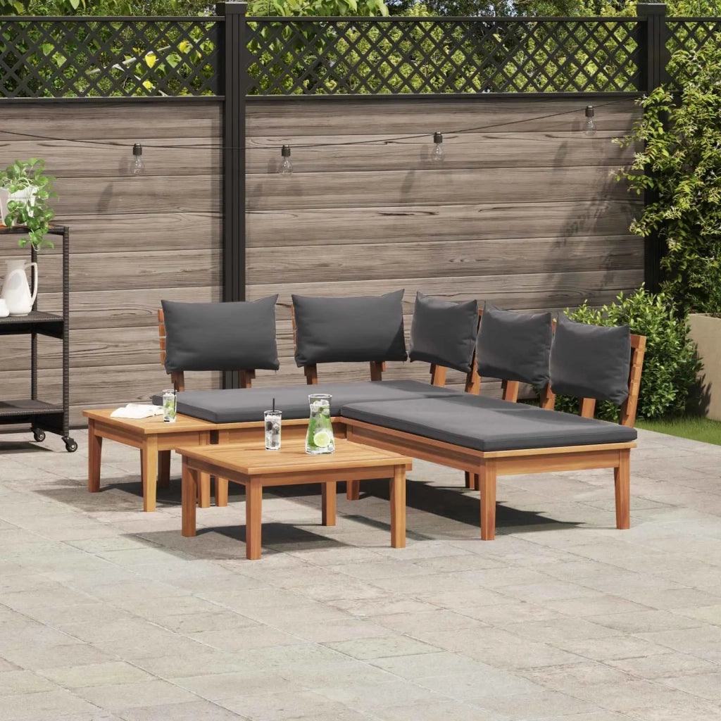 Set Divano da Giardino 4 pcs Marrone e Grigio