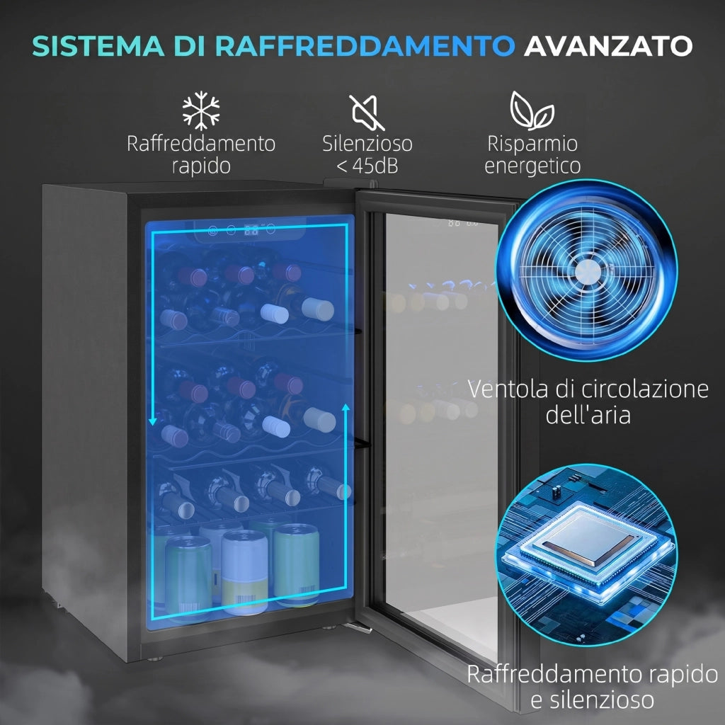 Cantinetta Vino Refrigerata ¨C zephmum ¨C 24 Bottiglie 68L Nera