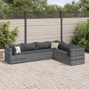 Set Divani da Giardino 6 pz con Cuscini in Polyrattan Grigio 3308138