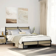 vidaXL Giroletto senza Materaso in Metallo Rovere Sonoma 150x200 cm