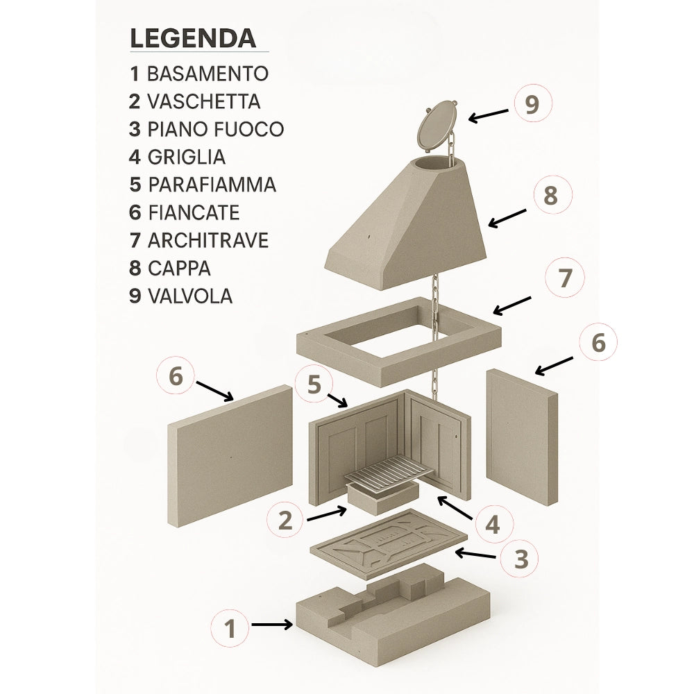 Camino legna prefabbricato in ghisa focolare aperto ds70tgh reversibile calore