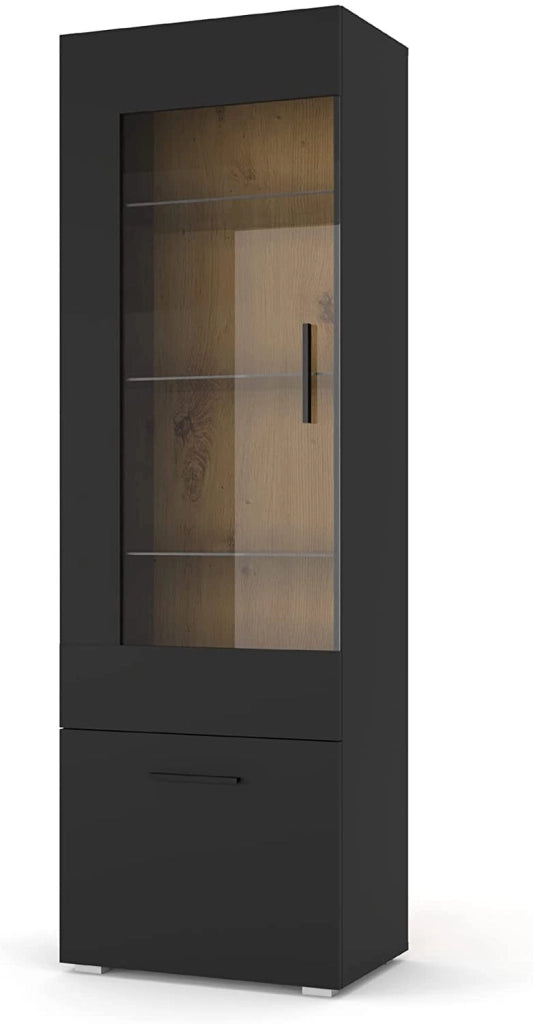 MOBILE CREDENZA SOGGIORNO ANETTE 60x44x190cm NERO OPACO ROVERE