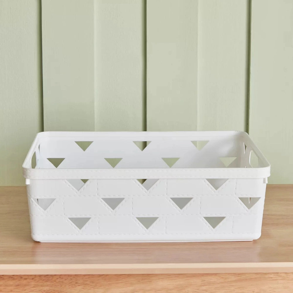 Trade Shop - Cesto Cestino Porta Tutto Oggetti Organizzatore Rettangolare 33x25.6x11 Cm 10716 -