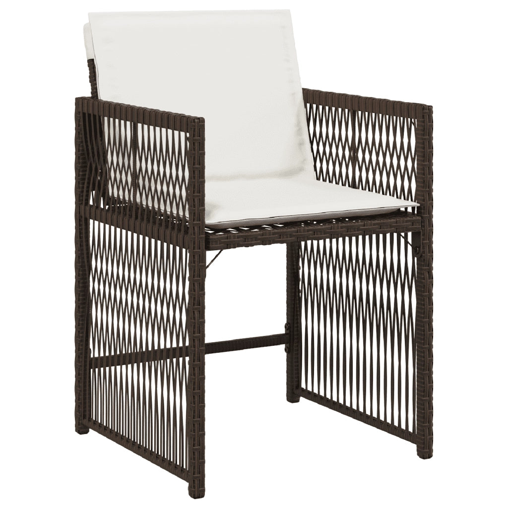 Set da Pranzo da Giardino 5pz con Cuscini in Polyrattan Marrone 3211617