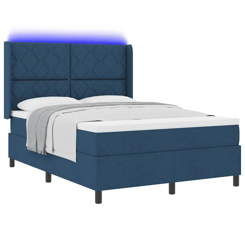 Letto a Sorgente LED con materasso Blu 160 x 200 cm Tessuto 3343580