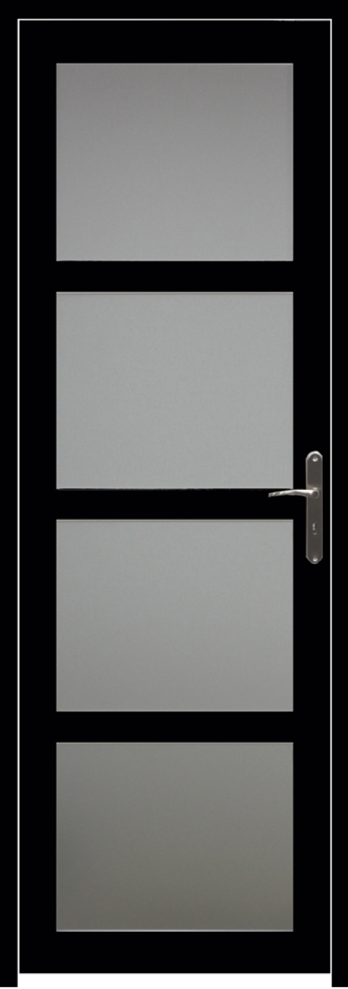 Blocco porta Telia in vetro nero H204 x L83 Pannello laterale a spinta sinistro + maniglia