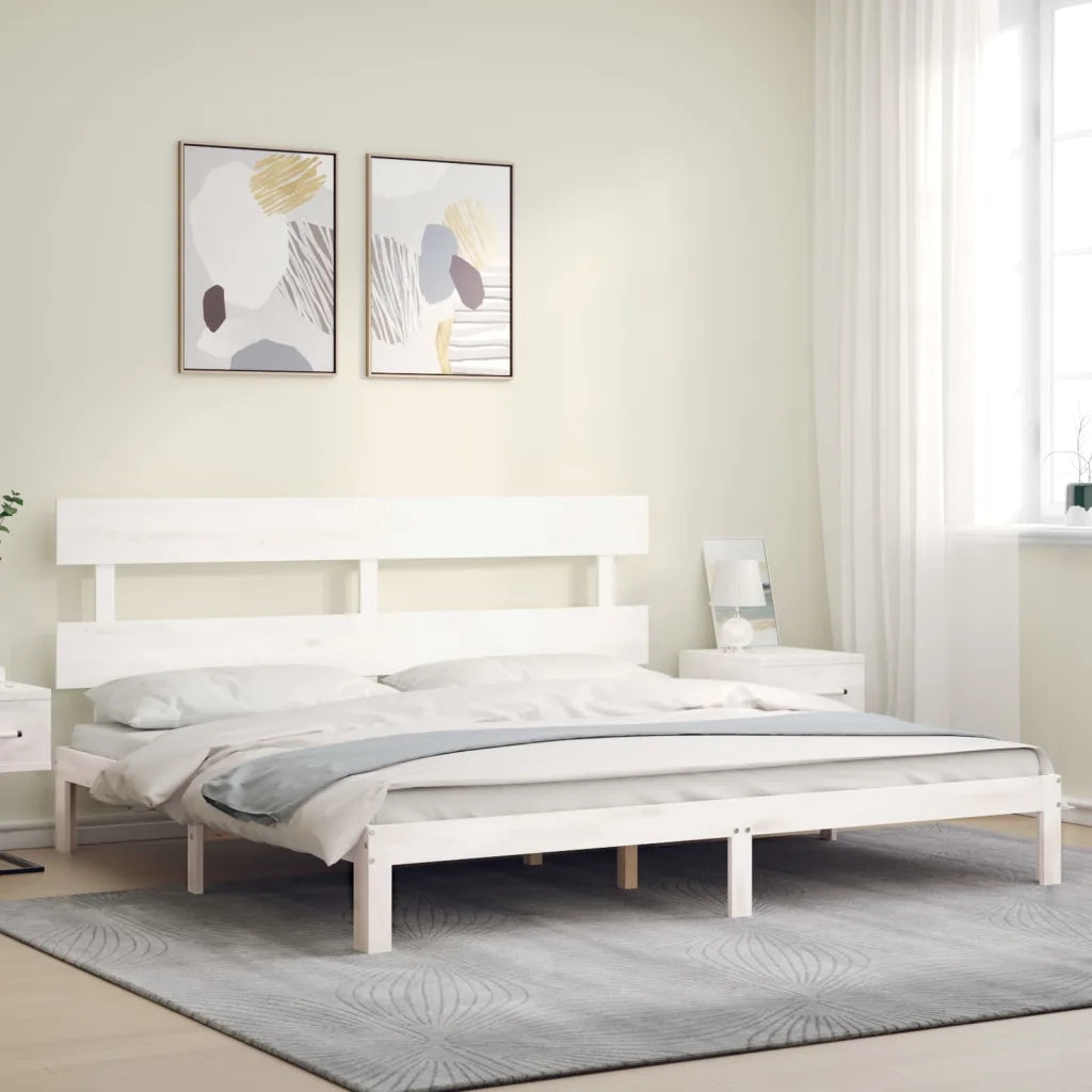 Giroletto Testiera Bianco Super King Size in Legno Massello 3193547