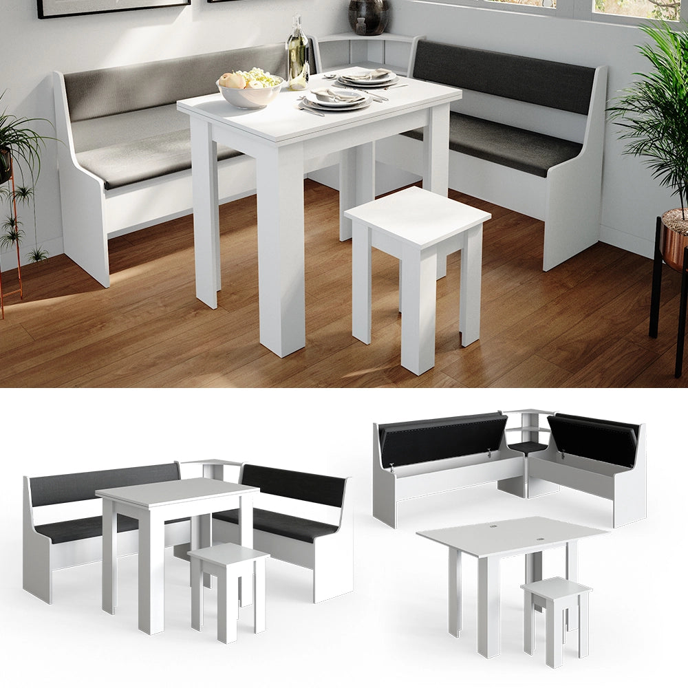 Vicco Gruppo panca ad angolo Bianco 180 x 41.5 cm con tavolo