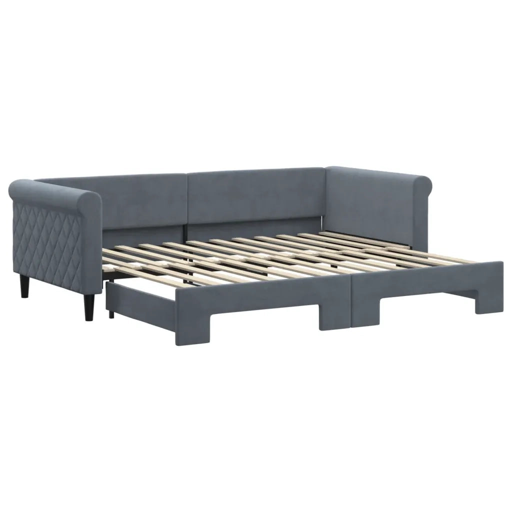Divano Letto con Letto Estraibile-Sofa Letto-Daybed Grigio Scuro 90x200cm Velluto 530138