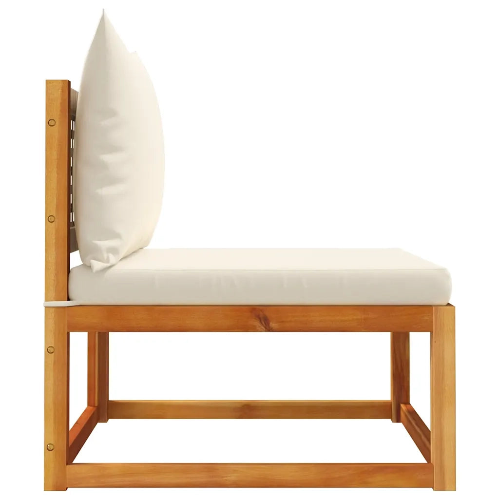 Divano da giardino senza braccioli con cuscini in legno di acacia e rattan 4008177