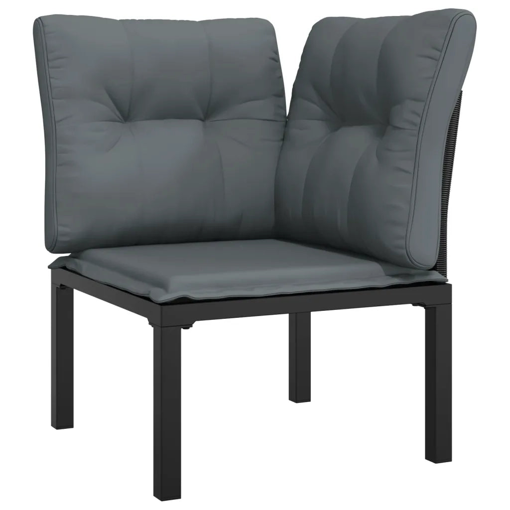 Set Salotto da Giardino 4 pz Nero e Grigio in Polyrattan 362802