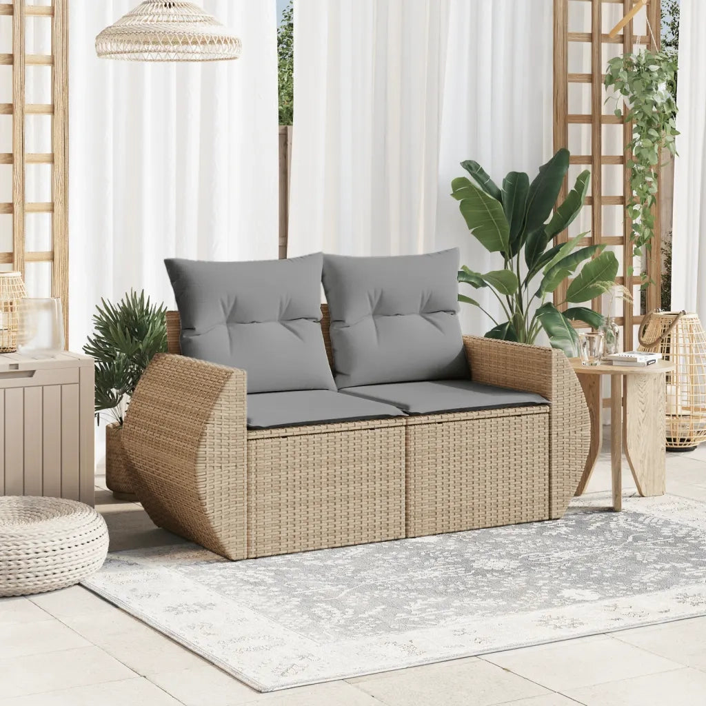 Divano da Giardino con Cuscini a 2 Posti Beige in Polyrattancod mxl 111104