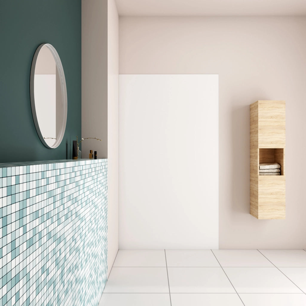 100x210 cm Pannello Doccia Realizzato in Alluminio Spessore 3mm con Profili Finitura Bianco Opaco per Rivestimento Parete Bagno