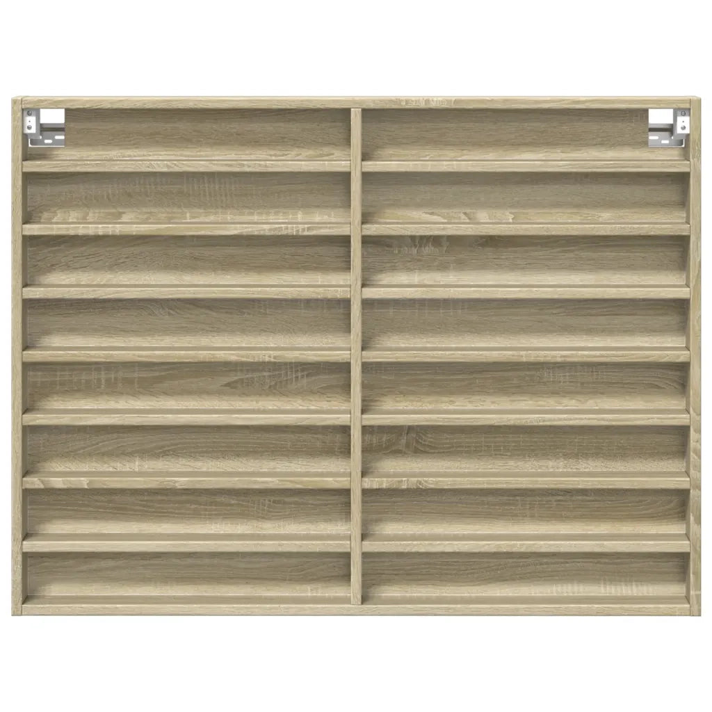 Vetrina moderna ed elegante con pratico spazio contenitivo 100 x 8 x 75 cm realizzata in legno composito di rovere Sonoma 02_0049515
