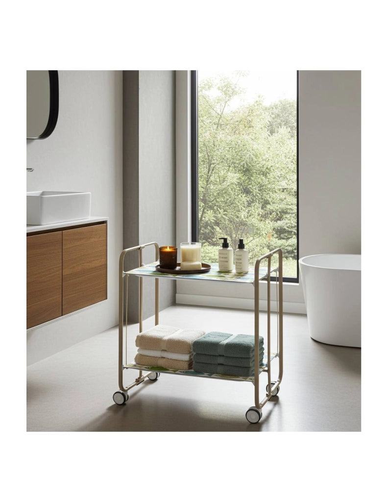 Carrello da cucina pieghevole sabbia con ruote BAUHAUS 2 ripiani